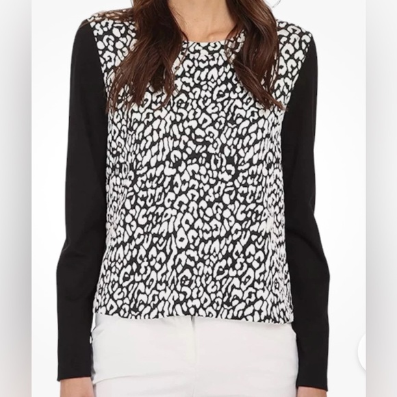 kate spade Tops - Kate Spade Black and White Patterned Long Sleeve Top